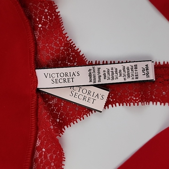 Victoria's Secret 2 Prs Red Very Sexy + Incredible Thong String Panties Sz Large - Picture 13 of 16